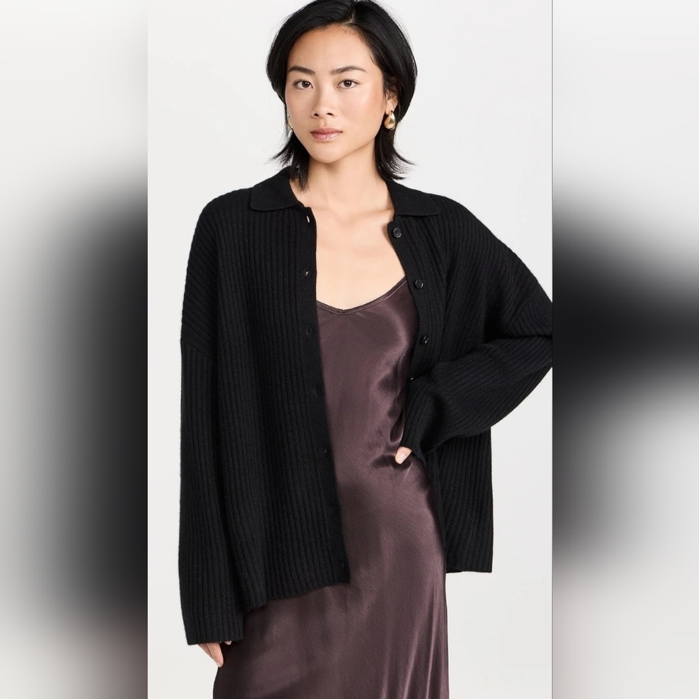 REFORMATION Fantino Cashmere Collared Cardigan Black Small